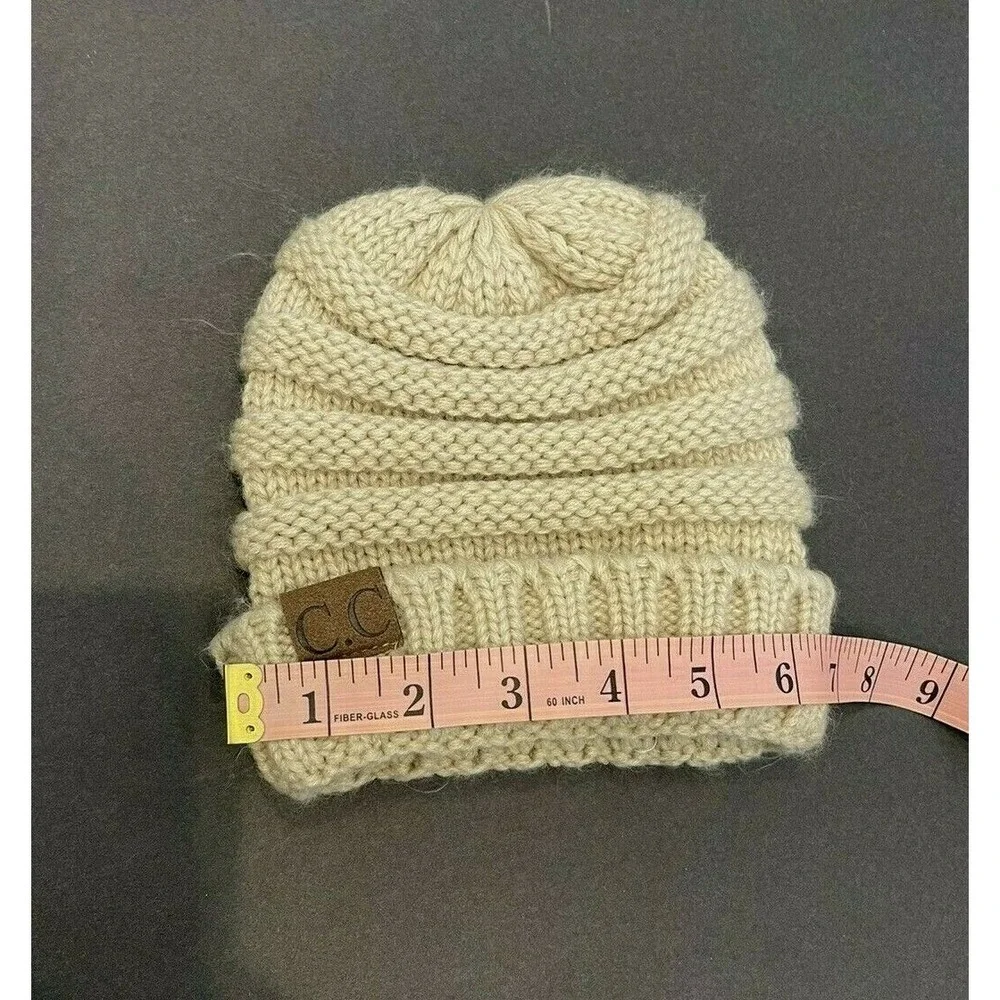 Girlie Girl Originals C.C. Knit‎ Winter Beanie Hat Tan Excellent Condition!!
